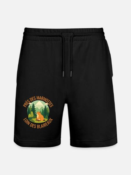 Alpine Marmot in the Forest - Stanley/Stella Trainer Unisex Organic Jogging Shorts - black