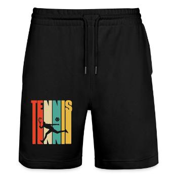 Ich kann nicht, ich habe kein Tennis. - Stanley/Stella Unisex Bio Joggingshorts Trainer  - Schwarz - Vorne - Nik (191cm) & Marisol (170cm)