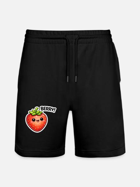 Berry Sticker Kawaii Stil - Stanley/Stella Unisex Bio Joggingshorts Trainer  - Schwarz