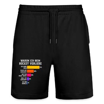 Pourquoi je perds au hockey Hockey - Short de jogging bio TRAINER Stanley/Stella unisexe - noir - Devant - Nik (191cm) & Marisol (170cm)