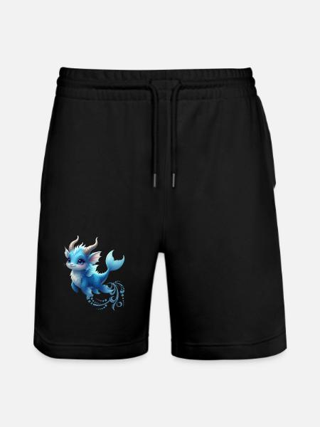 Blauer Drache Mystic Aquarell - Stanley/Stella Unisex Bio Joggingshorts Trainer  - Schwarz