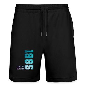 1985 Limited Edition 41 Years Anniversary - Stanley/Stella Trainer Unisex Organic Jogging Shorts - black - Front - Nik (191cm) & Marisol (170cm)