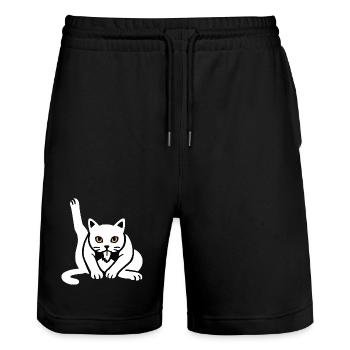 Funny Cat Cats Cat Lover Kitten - Stanley/Stella Trainer Unisex Organic Jogging Shorts - black - Front - Nik (191cm) & Marisol (170cm)