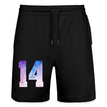 Ausgabe 14 – 14. Jubiläumsgeschenk - Stanley/Stella Unisex Bio Joggingshorts Trainer  - Schwarz - Vorne - Nik (191cm) & Marisol (170cm)