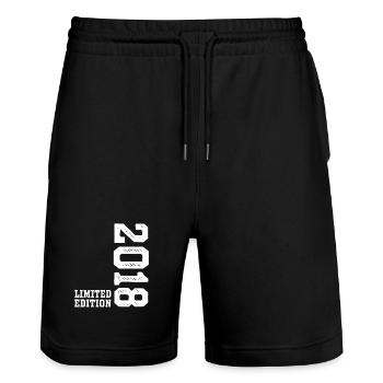 8th Birthday 2018 Limited Edition Boy Girls - Stanley/Stella Trainer Unisex Organic Jogging Shorts - black - Front - Nik (191cm) & Marisol (170cm)