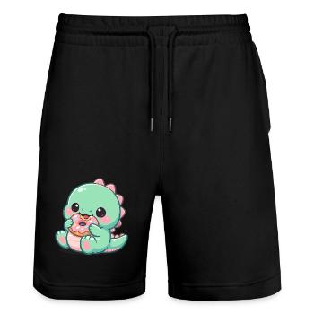 Donut Dino Sugar Joy - Short de jogging bio TRAINER Stanley/Stella unisexe - noir - Devant - Nik (191cm) & Marisol (170cm)