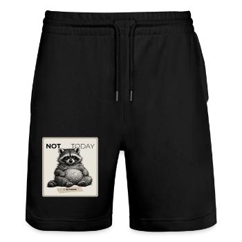 Not Today Funny Raccoon - Stanley/Stella Unisex Bio Joggingshorts Trainer  - Schwarz - Vorne - Nik (191cm) & Marisol (170cm)