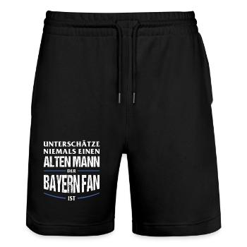 Bayern Fan Geschenk Unterschätze niemals einen - Stanley/Stella Unisex Bio Joggingshorts Trainer  - Schwarz - Vorne - Nik (191cm) & Marisol (170cm)