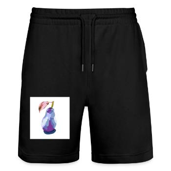 Pear in Pastels Abstract - Stanley/Stella Trainer Unisex Organic Jogging Shorts - black - Front - Nik (191cm) & Marisol (170cm)
