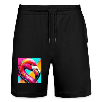 Flamant - Short de jogging bio TRAINER Stanley/Stella unisexe - noir - Devant - Nik (191cm) & Marisol (170cm)