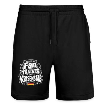 Heute bin ich Fan, Trainer und Krisenstab - Stanley/Stella Unisex Bio Joggingshorts Trainer  - Schwarz - Vorne - Nik (191cm) & Marisol (170cm)