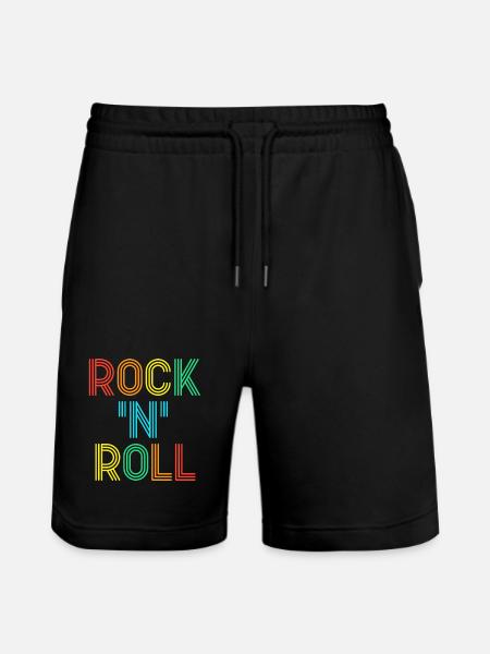Rock'N'Roll Mehrfarbiger Retro-Neontext - Stanley/Stella Unisex Bio Joggingshorts Trainer  - Schwarz