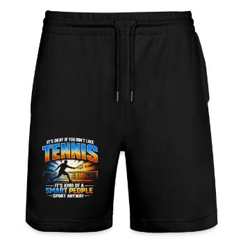 Humour Tennis Sport Intelligent | Cadeau Joueur Ré - Short de jogging bio TRAINER Stanley/Stella unisexe - noir - Devant - Nik (191cm) & Marisol (170cm)