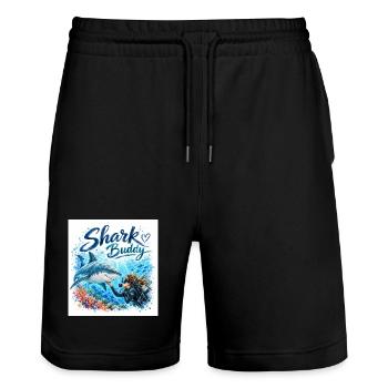 Compagnon Requin Ami Sous-marin - Short de jogging bio TRAINER Stanley/Stella unisexe - noir - Devant - Nik (191cm) & Marisol (170cm)