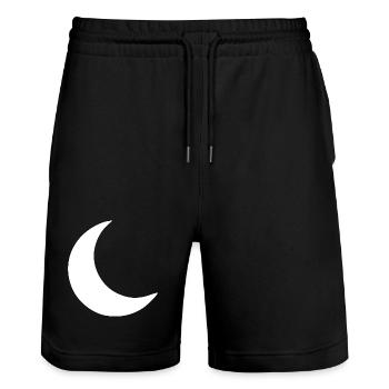 Moon Crescent White Gift - Stanley/Stella Trainer Unisex Organic Jogging Shorts - black - Front - Nik (191cm) & Marisol (170cm)