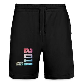 15. Geburtstag Limited Edition 2011 Jahrgang 2011 - Stanley/Stella Unisex Bio Joggingshorts Trainer  - Schwarz - Vorne - Nik (191cm) & Marisol (170cm)
