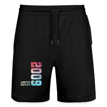 17. Geburtstag Limited Edition 2009 Jahrgang 2009 - Stanley/Stella Unisex Bio Joggingshorts Trainer  - Schwarz - Vorne - Nik (191cm) & Marisol (170cm)