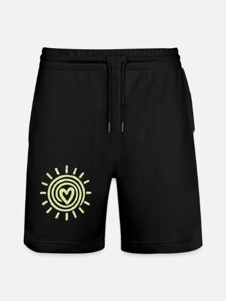 Sun Heart Hand Drawing - Stanley/Stella Trainer Unisex Organic Jogging Shorts - black