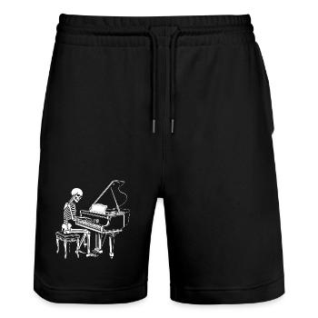Squelette jouant du piano - Short de jogging bio TRAINER Stanley/Stella unisexe - noir - Devant - Nik (191cm) & Marisol (170cm)