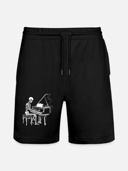 Skeleton playing piano - Stanley/Stella Trainer Unisex Organic Jogging Shorts - black