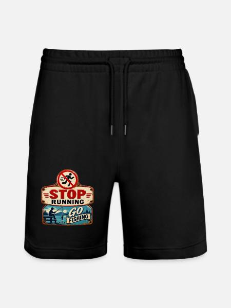 Stop Running – Go fishing. - Stanley/Stella Unisex Bio Joggingshorts Trainer - Schwarz