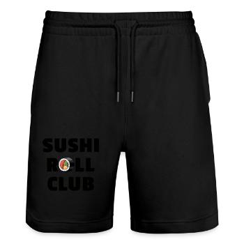 Sushi Roll Club - Lustiges Sushi-Design - Stanley/Stella Unisex Bio Joggingshorts Trainer  - Schwarz - Vorne - Nik (191cm) & Marisol (170cm)