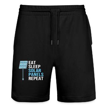Renewable energies, solar cells, photovoltaics - Stanley/Stella Trainer Unisex Organic Jogging Shorts - black - Front - Nik (191cm) & Marisol (170cm)