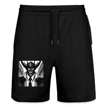 Diable élégant avec costume et cravate - Short de jogging bio TRAINER Stanley/Stella unisexe - noir - Devant - Nik (191cm) & Marisol (170cm)
