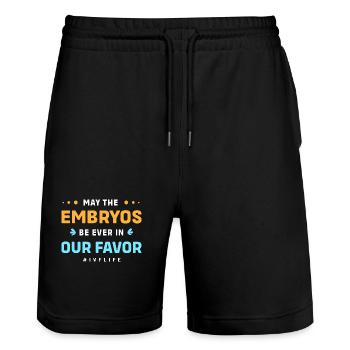 Insémination artificielle en éprouvette de récupération de FIV - Short de jogging bio TRAINER Stanley/Stella unisexe - noir - Devant - Nik (191cm) & Marisol (170cm)