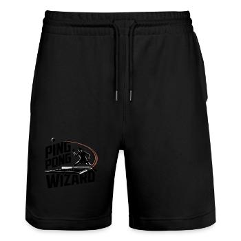 Ping Pong Wizard – Tischtennis Hobby - Stanley/Stella Unisex Bio Joggingshorts Trainer  - Schwarz - Vorne - Nik (191cm) & Marisol (170cm)