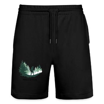 Hiking is My Therapy – Nature & Forest - Stanley/Stella Trainer Unisex Organic Jogging Shorts - black - Front - Nik (191cm) & Marisol (170cm)
