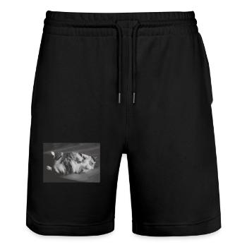 Official Sleep Shirt Cat Pajamas Cat Mom - Stanley/Stella Trainer Unisex Organic Jogging Shorts - black - Front - Nik (191cm) & Marisol (170cm)