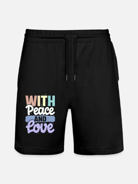 With Peace And Love - Stanley/Stella Trainer Unisex Organic Jogging Shorts - black