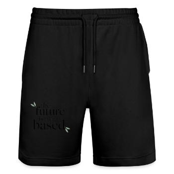 The Future is Plant-Based – Vegan & Sustainable - Stanley/Stella Trainer Unisex Organic Jogging Shorts - black - Front - Nik (191cm) & Marisol (170cm)