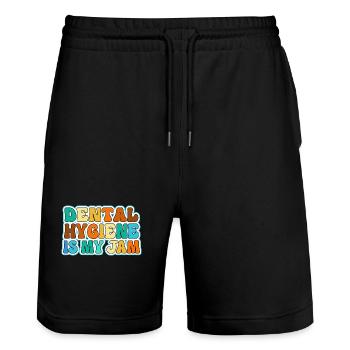 Rezeptionist Zahnarzt Zahn Dentist - Stanley/Stella Unisex Bio Joggingshorts Trainer  - Schwarz - Vorne - Nik (191cm) & Marisol (170cm)