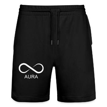 UNENDLICH AURA - Stanley/Stella Unisex Bio Joggingshorts Trainer  - Schwarz - Vorne - Nik (191cm) & Marisol (170cm)