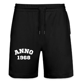 Anno 1968 Geburtstag Geburtsjahr - Stanley/Stella Unisex Bio Joggingshorts Trainer  - Schwarz - Vorne - Nik (191cm) & Marisol (170cm)