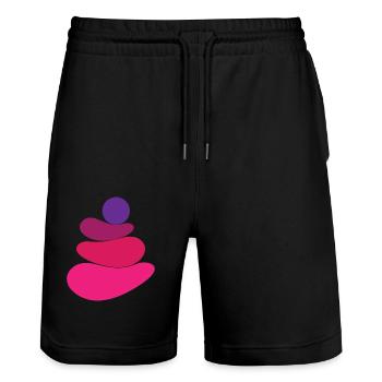 Rosafarbenes Stein-/Felsen-Logo - Stanley/Stella Unisex Bio Joggingshorts Trainer  - Schwarz - Vorne - Nik (191cm) & Marisol (170cm)