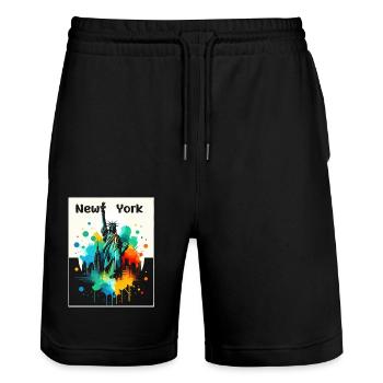 Art vif de la liberté - Short de jogging bio TRAINER Stanley/Stella unisexe - noir - Devant - Nik (191cm) & Marisol (170cm)