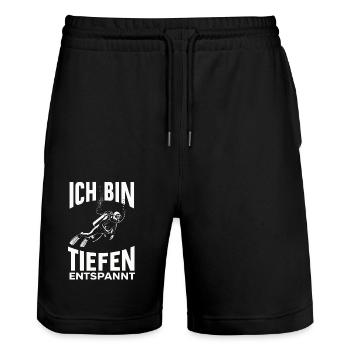 Taucher Tauchen Wassersport Scuba Diving - Stanley/Stella Unisex Bio Joggingshorts Trainer  - Schwarz - Vorne - Nik (191cm) & Marisol (170cm)