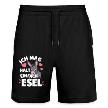Esel Eselchen Maultier Muli - Stanley/Stella Unisex Bio Joggingshorts Trainer  - Schwarz - Vorne - Nik (191cm) & Marisol (170cm)
