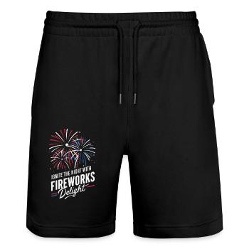 Pyrotechnie Feux d’artifice Pyrotechnie - Short de jogging bio TRAINER Stanley/Stella unisexe - noir - Devant - Nik (191cm) & Marisol (170cm)