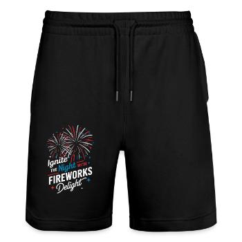 Pyrotechnie Feux d’artifice Pyrotechnie - Short de jogging bio TRAINER Stanley/Stella unisexe - noir - Devant - Nik (191cm) & Marisol (170cm)
