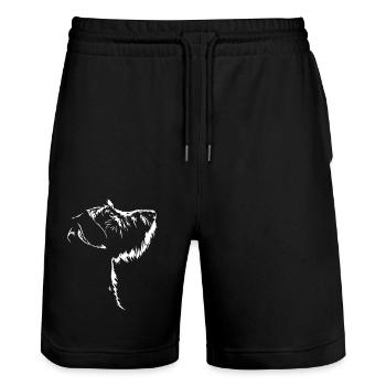 Rauhaardackel Silhouette Hunde Hund Wilsigns - Stanley/Stella Unisex Bio Joggingshorts Trainer  - Schwarz - Vorne - Nik (191cm) & Marisol (170cm)