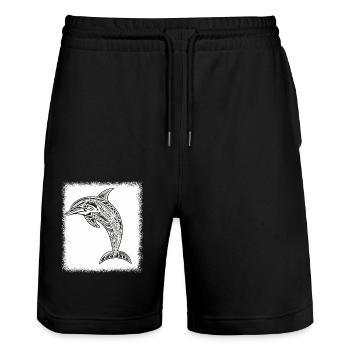 fish waves childrens day fisherman broward - Stanley/Stella Trainer Unisex Organic Jogging Shorts - black - Front - Nik (191cm) & Marisol (170cm)