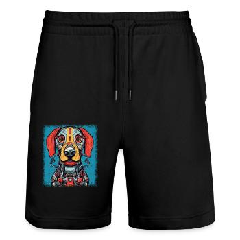 doggie dogs beagle gifts beagle father gift - Stanley/Stella Unisex Bio Joggingshorts Trainer  - Schwarz - Vorne - Nik (191cm) & Marisol (170cm)