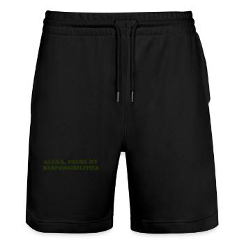 Alexa, Pause My Responsibilities - Stanley/Stella Trainer Unisex Organic Jogging Shorts - black - Front - Nik (191cm) & Marisol (170cm)