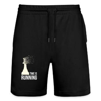 Schach Time is Running Zersteuben Dispersion Roi - Short de jogging bio TRAINER Stanley/Stella unisexe - noir - Devant - Nik (191cm) & Marisol (170cm)