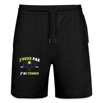 J'Peux Pas J'Ai Tennis Sport Cadeau Humoristique - Short de jogging bio TRAINER Stanley/Stella unisexe - noir - Devant - Nik (191cm) & Marisol (170cm)