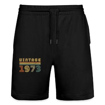 Original 1973 Retro Vintage Anniversary - Stanley/Stella Unisex Bio Joggingshorts Trainer  - Schwarz - Vorne - Nik (191cm) & Marisol (170cm)